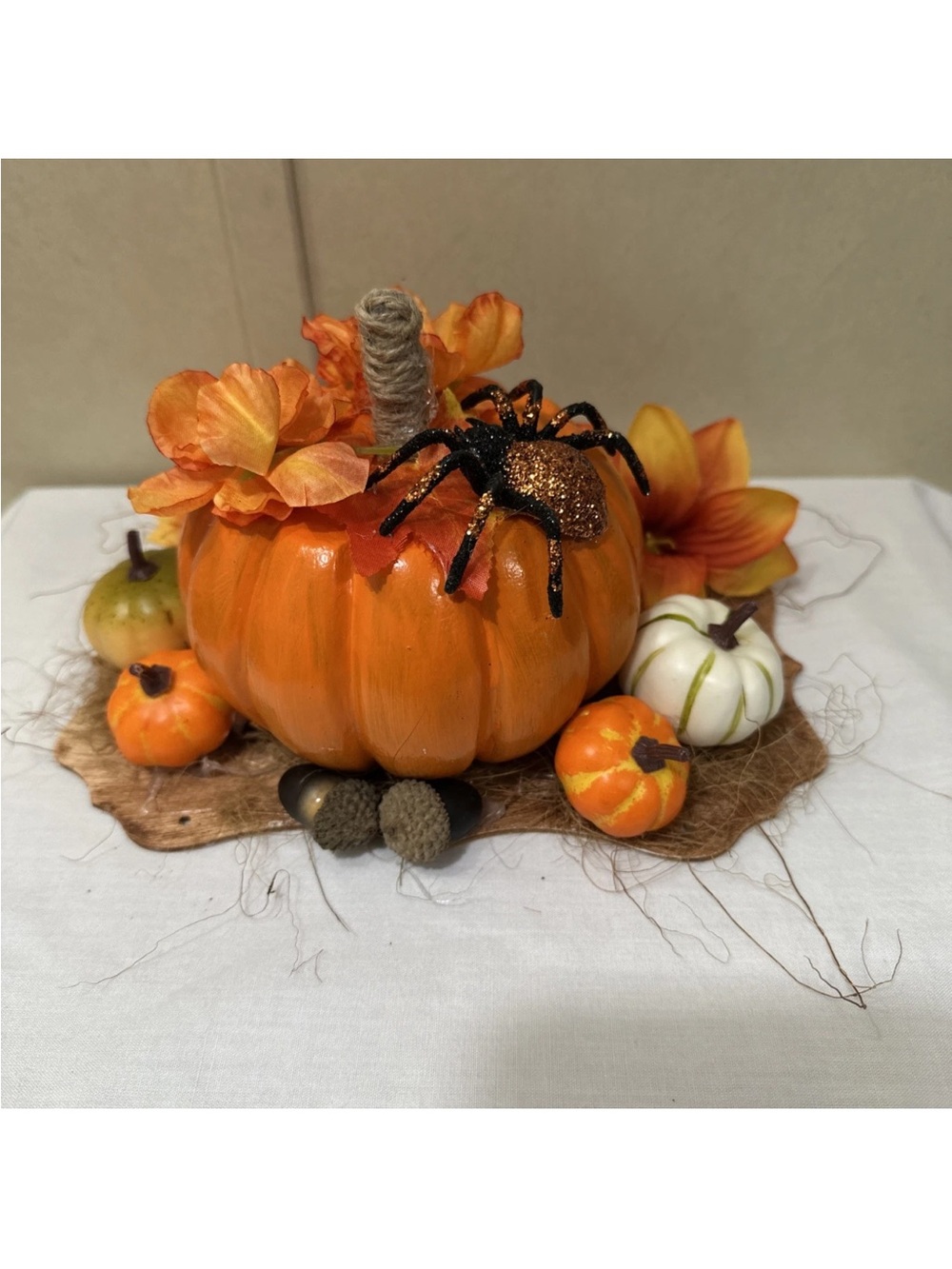 Fall Pumpkin Spider Decor Fall Season Table Centerpiece Handmade